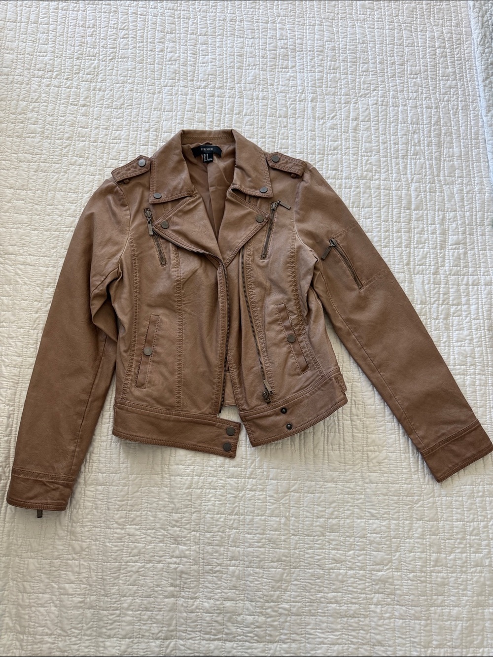 Forever 21 Brown Faux Leather Moto Jacket